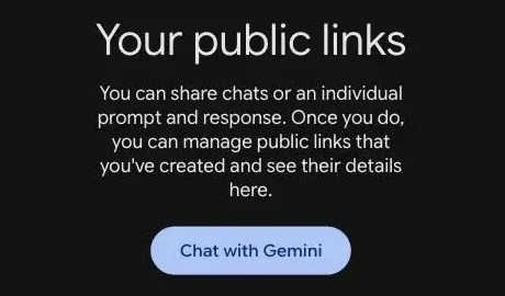 Gemini Your public links page with no shared links
