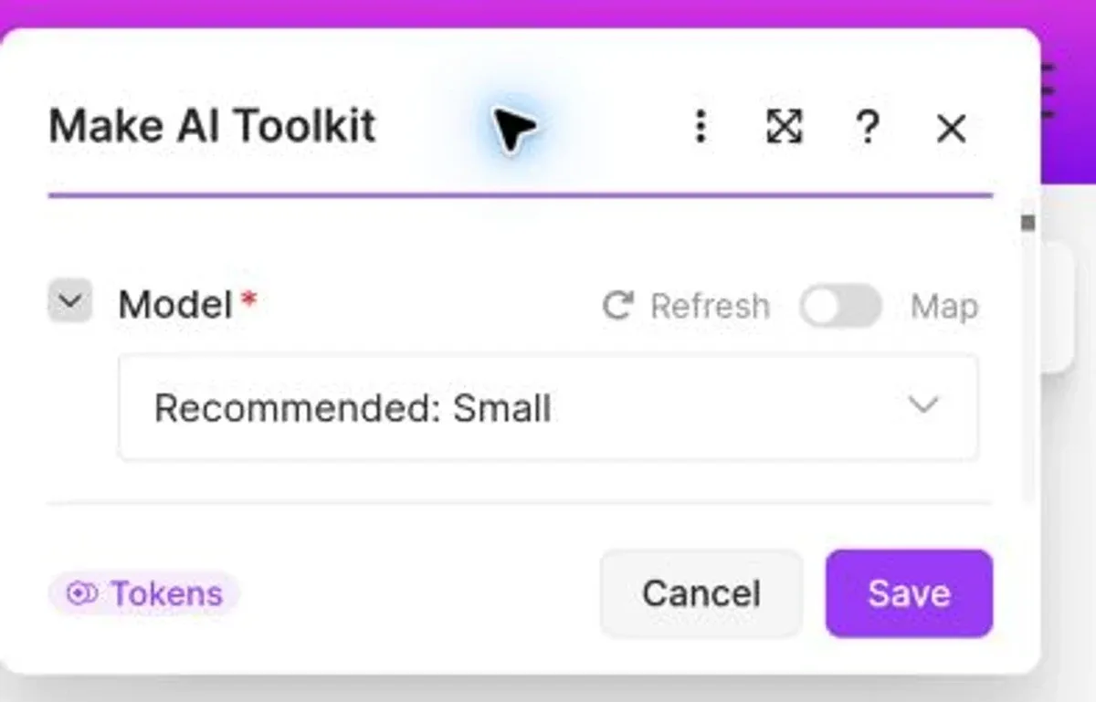 Make AI Toolkit Model field with Recommended: Small selected.