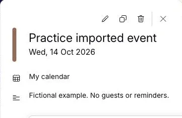 Imported fictional all-day event in Proton Calendar