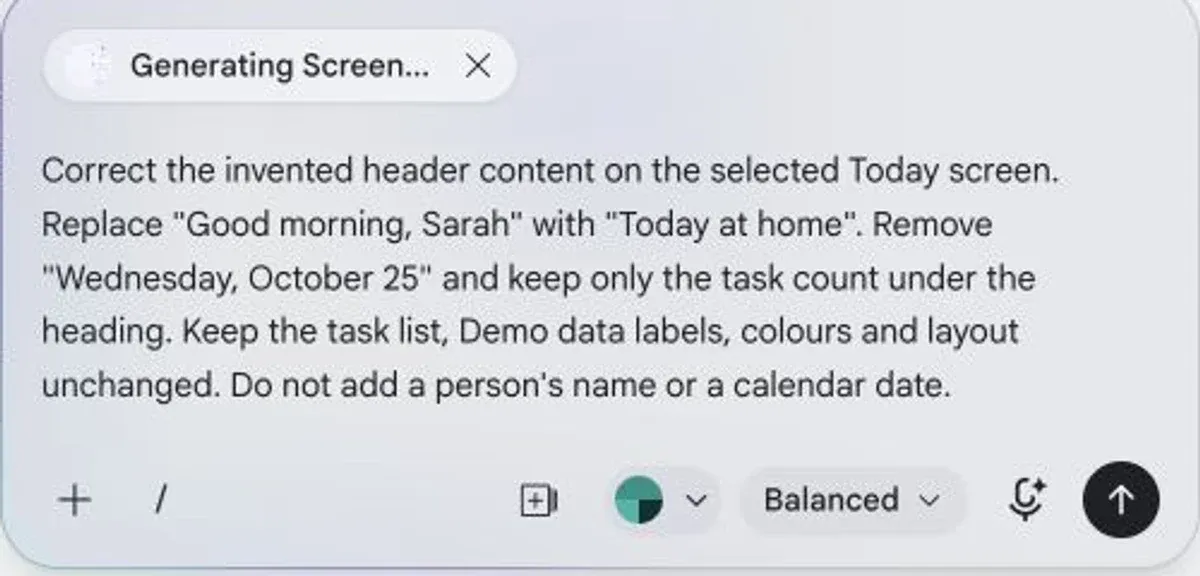 The selected screen and a correction prompt replacing the invented name and date.