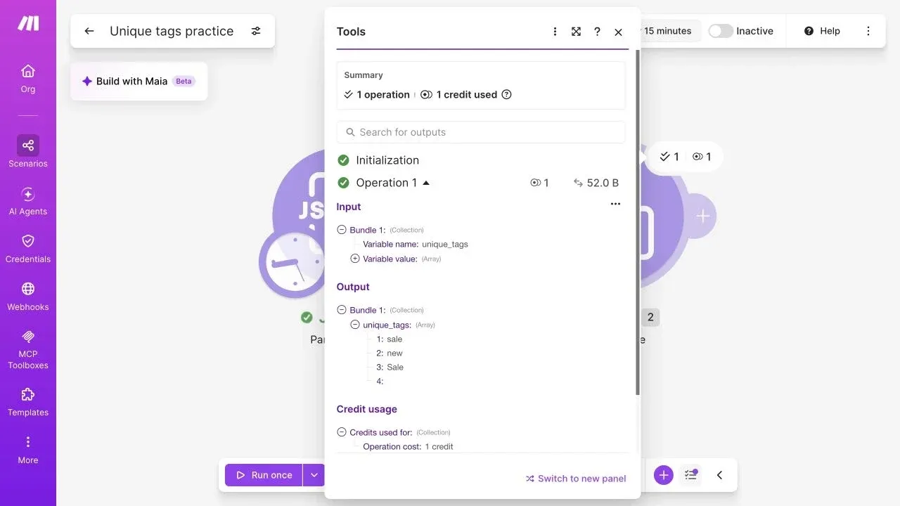 Full Make editor showing sale, new, Sale and an empty value after deduplication