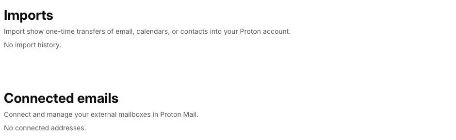 Imports and Connected emails